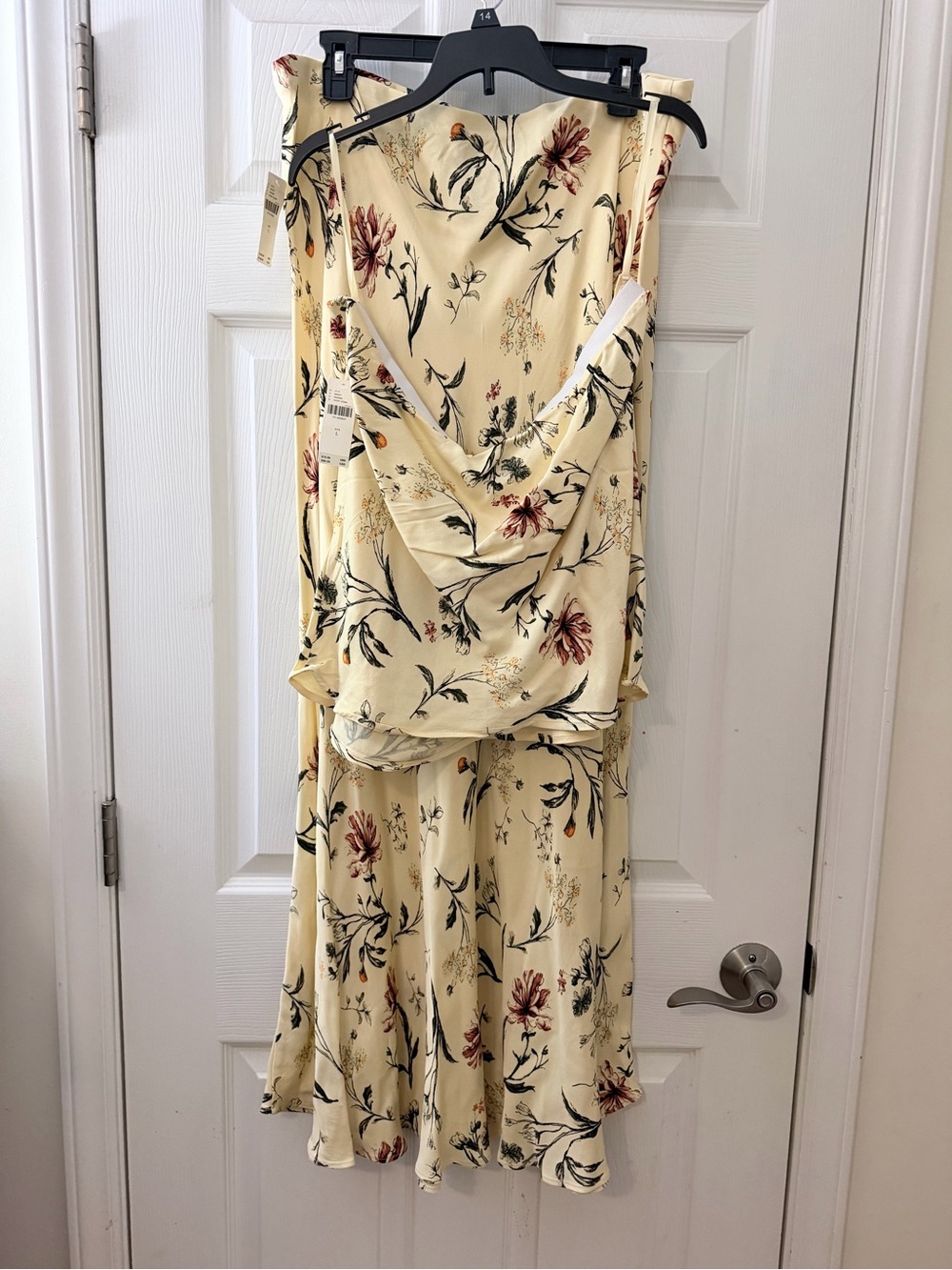 Anthropologie yellow floral skirt and top sz L
